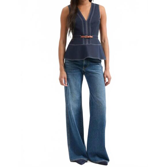 NEW VERONICA BEARD nickleby top in navy - Picture 4 of 5